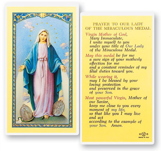 Our Lady of The Miraculous Medal Laminated Prayer Card - 1 Prayer Card .99 each
