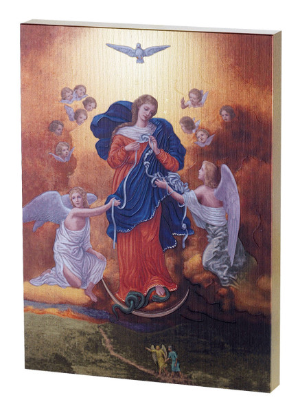 Our Lady Undoer of Knots Embossed Wood Plaque - Multi-Color