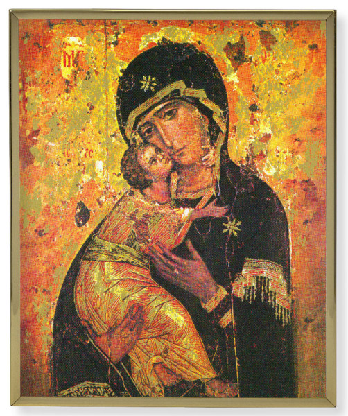 Our Lady of Vladimir Gold Frame 8x10 Plaque - Full Color