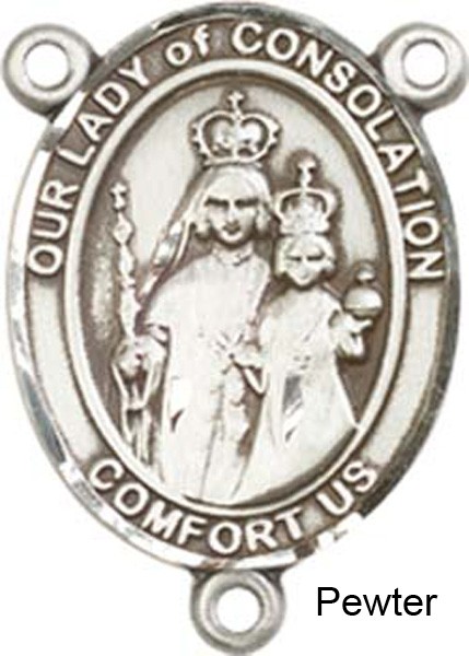 Our Lady of Consolation Rosary Centerpiece Sterling Silver or Pewter - Pewter