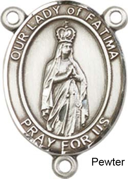 Our Lady of Fatima Rosary Centerpiece Sterling Silver or Pewter - Pewter