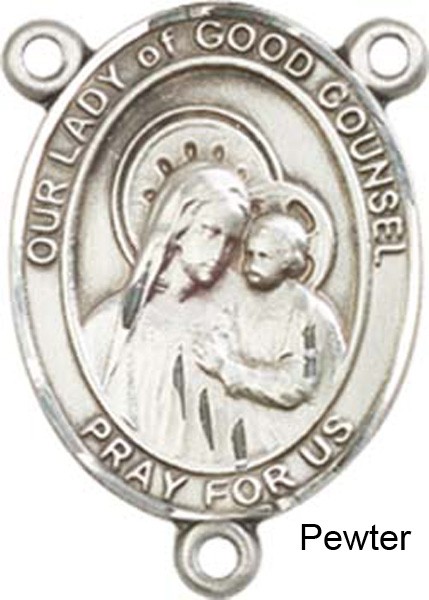 Our Lady of Good Counsel Rosary Centerpiece Sterling Silver or Pewter - Pewter