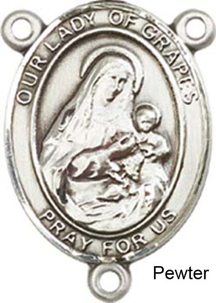 Our Lady of Grapes Rosary Centerpiece Sterling Silver or Pewter - Pewter