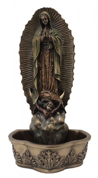 Our Lady of Guadalupe Water Font - 7 1/2 inch - Bronze