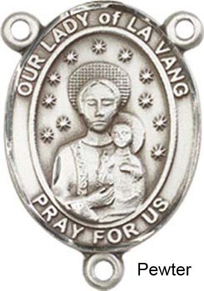 Our Lady of La Vang Rosary Centerpiece Sterling Silver or Pewter - Pewter
