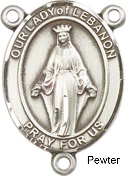 Our Lady of Lebanon Rosary Centerpiece Sterling Silver or Pewter - Pewter