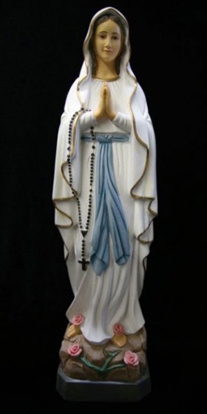 Our Lady of Lourdes Statue Marble Composite - 27.75 inch - Full Color
