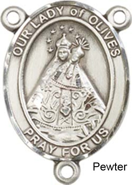 Our Lady of Olives Rosary Centerpiece Sterling Silver or Pewter - Pewter
