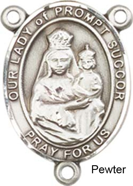Our Lady of Prompt Succor Rosary Centerpiece Sterling Silver or Pewter - Pewter