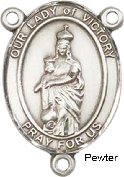 Our Lady of Victory Rosary Centerpiece Sterling Silver or Pewter - Pewter