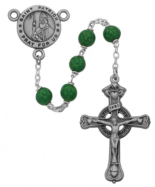 Pewter St. Patrick Rosary - Green