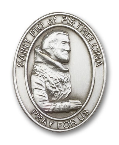 St. Pio of Pietrelcina Visor Clip - Antique Silver