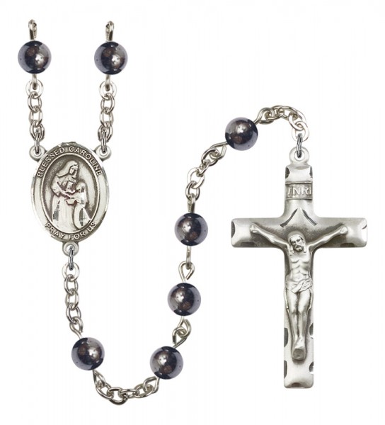 Men's Blessed Caroline Gerhardinger Silver Plated Rosary - Gray