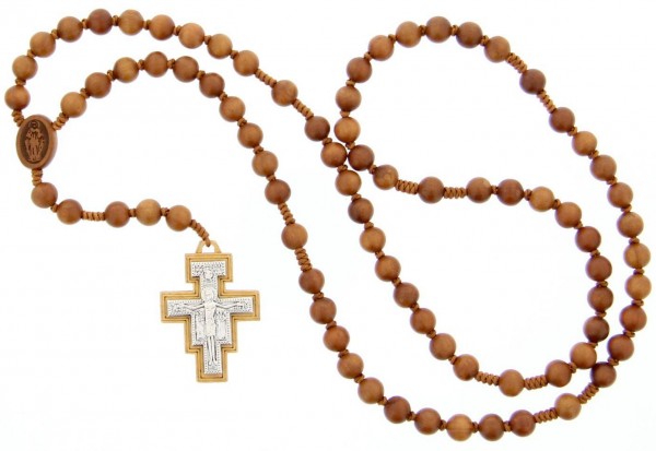 Franciscan Crown 7 Decade Wood Rosary - 10mm - Brown