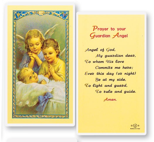 Guardian Angels, Angel of God Laminated Prayer Card - 25 Cards Per Pack .80 per card