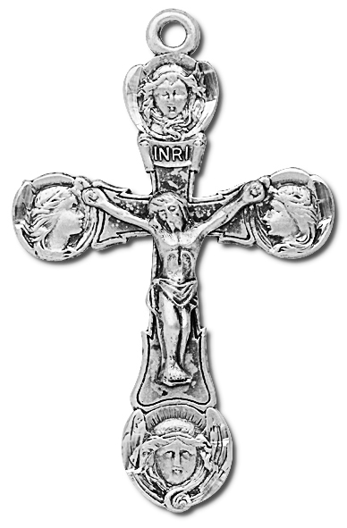 Arc Angel Tip Sterling Silver Rosary Crucifix - Sterling Silver