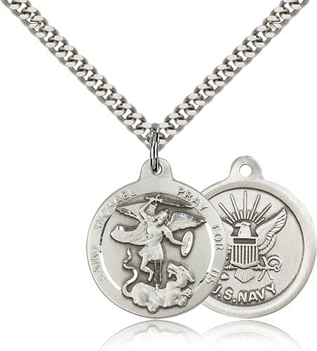 St. Michael the Archangel Navy Medal - Sterling Silver