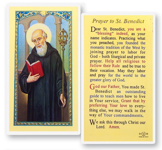 St. Benedict Laminated Prayer Card - 25 Cards Per Pack .80 per card