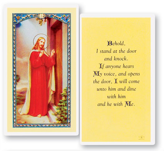 Behold Knock At The Door Laminated Prayer Card - 25 Cards Per Pack .80 per card