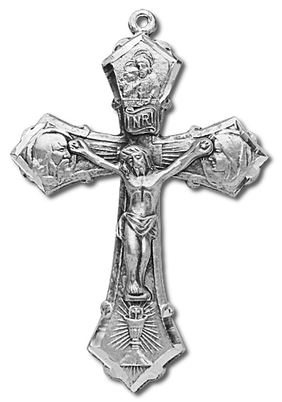 Sterling Silver Holy Family Rosary Crucifix - Sterling Silver
