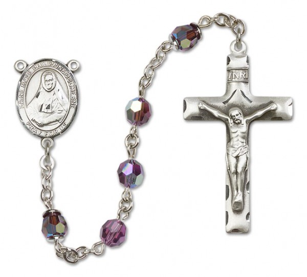 St. Rose Philippine Sterling Silver Heirloom Rosary Squared Crucifix - Amethyst