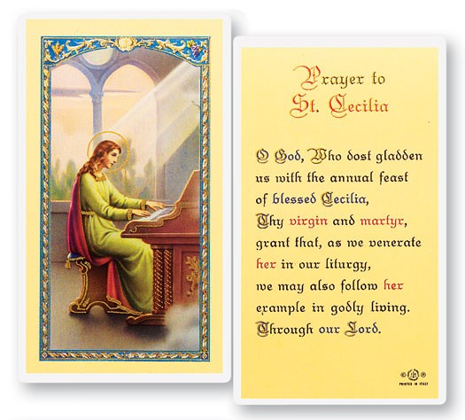 Prayer To St. Cecilia Laminated Prayer Card - 25 Cards Per Pack .80 per card