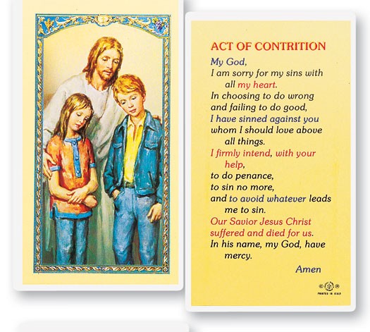 The Comforter Act of Contrition Laminated Prayer Card - 25 Cards Per Pack .80 per card