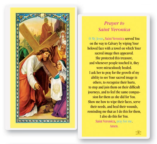 St. Veronica Laminated Laminated Prayer Card - 25 Cards Per Pack .80 per card