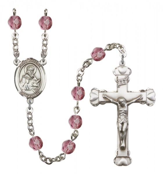 Women's St. Isidore of Seville Birthstone Rosary - Amethyst