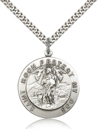 Men's Round St. Roch Medal - Sterling Silver