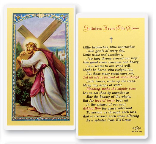 Splinters From The Cross Laminated Prayer Card - 25 Cards Per Pack .80 per card
