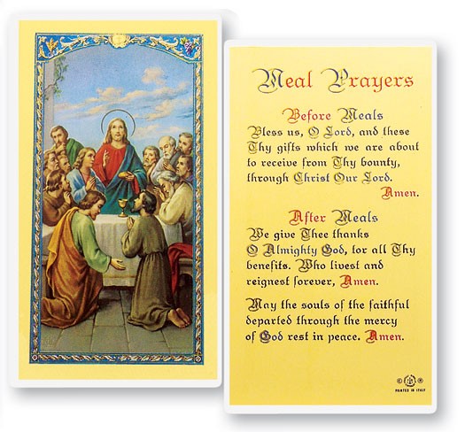 Meal Prayers, The Last Supper Laminated Prayer Card - 25 Cards Per Pack .80 per card