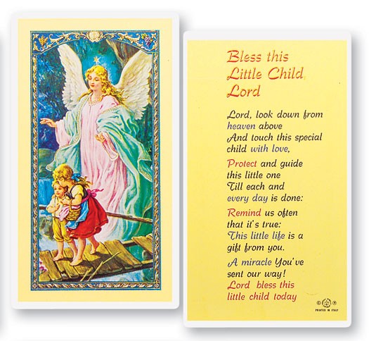 Bless This Little Child Lord Laminated Prayer Card - 25 Cards Per Pack .80 per card