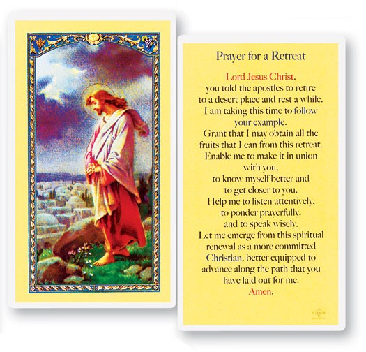 Prayer For A Retreat Laminated Prayer Card - 25 Cards Per Pack .80 per card