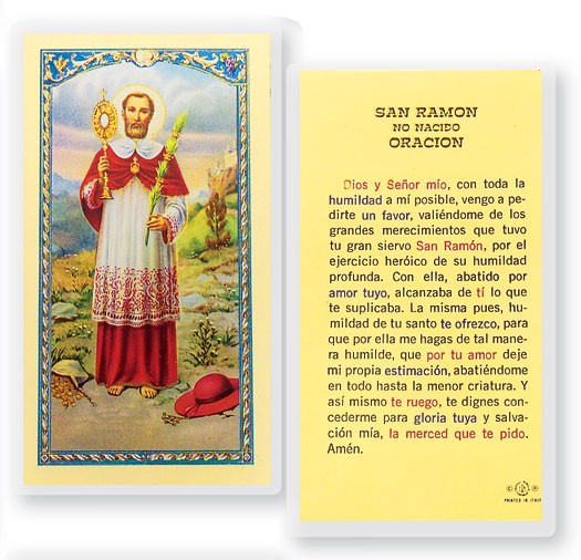 Oracion A San Ramon Nonato Laminated Spanish Prayer Card - 25 Cards Per Pack .80 per card
