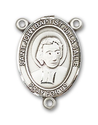 St. John Baptist De La Salle Rosary Centerpiece Sterling Silver or Pewter - Sterling Silver