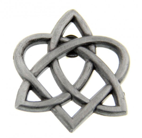 Celtic Trinity Heart Lapel Pin - 1&quot; - Antique Silver