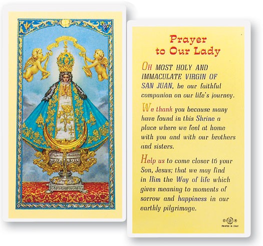 Our Lady of San Juan Laminated Prayer Card - 25 Cards Per Pack .80 per card