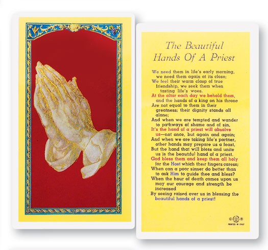 Beautiful Hands of A Priest Laminated Prayer Card - 25 Cards Per Pack .80 per card