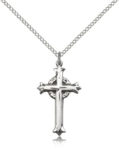 Women's Wreath Cross Necklace - Sterling Silver