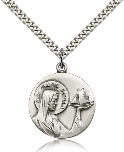 Our Lady Star of The Sea Medal - Sterling Silver