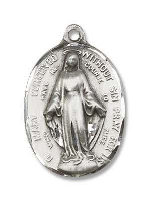 Oval Miraculous  Medal - Sterling Silver