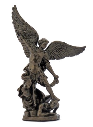 Bronzed Resin St. Michael Statue - 4 Inches - Bronze