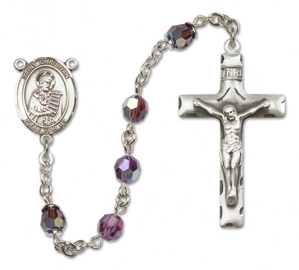 St. Christian Demosthenes Sterling Silver Heirloom Rosary Squared Crucifix - Amethyst