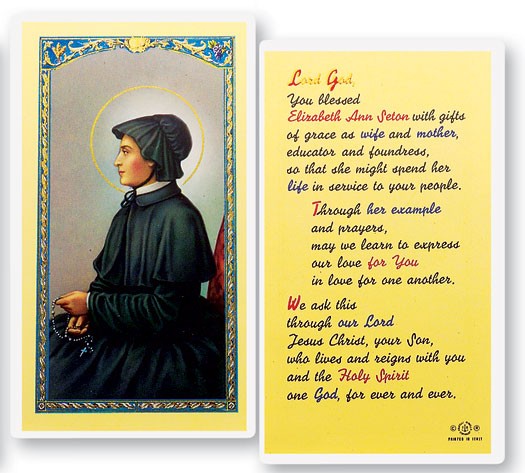 Prayer To St. Elizabeth Seton Laminated Prayer Card - 25 Cards Per Pack .80 per card