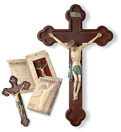 Tomaso Budded Crucifix - 10 inch - Brown