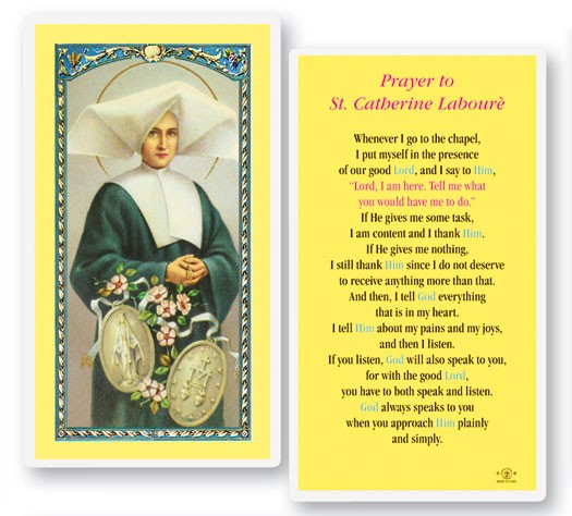 St. Catherine Laboure Laminated Prayer Card - 25 Cards Per Pack .80 per card