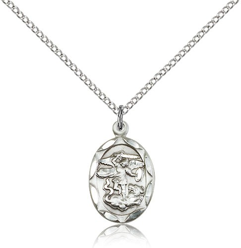 Oval St. Michael Medal - Sterling Silver