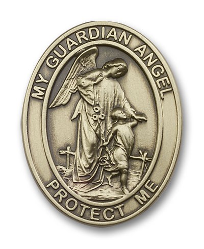Oval Guardian Angel Visor Clip - Antique Gold