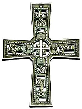 The Lord Bless You and Keep You Wall Cross - 4.75 inches - Pewter